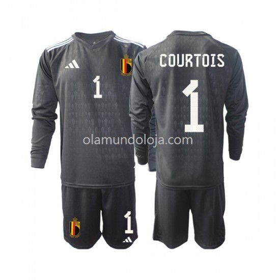 Camisola Bélgica Courtois 1 Guarda-redes Criança Equipamento Segundo 2022 Manga Comprida